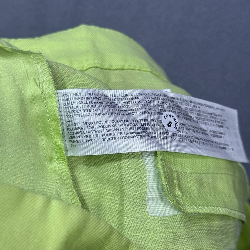 MNG By Mango Pants And Womens 8 (32x31) Lime Green Linen Wide Leg Boho USA NEW